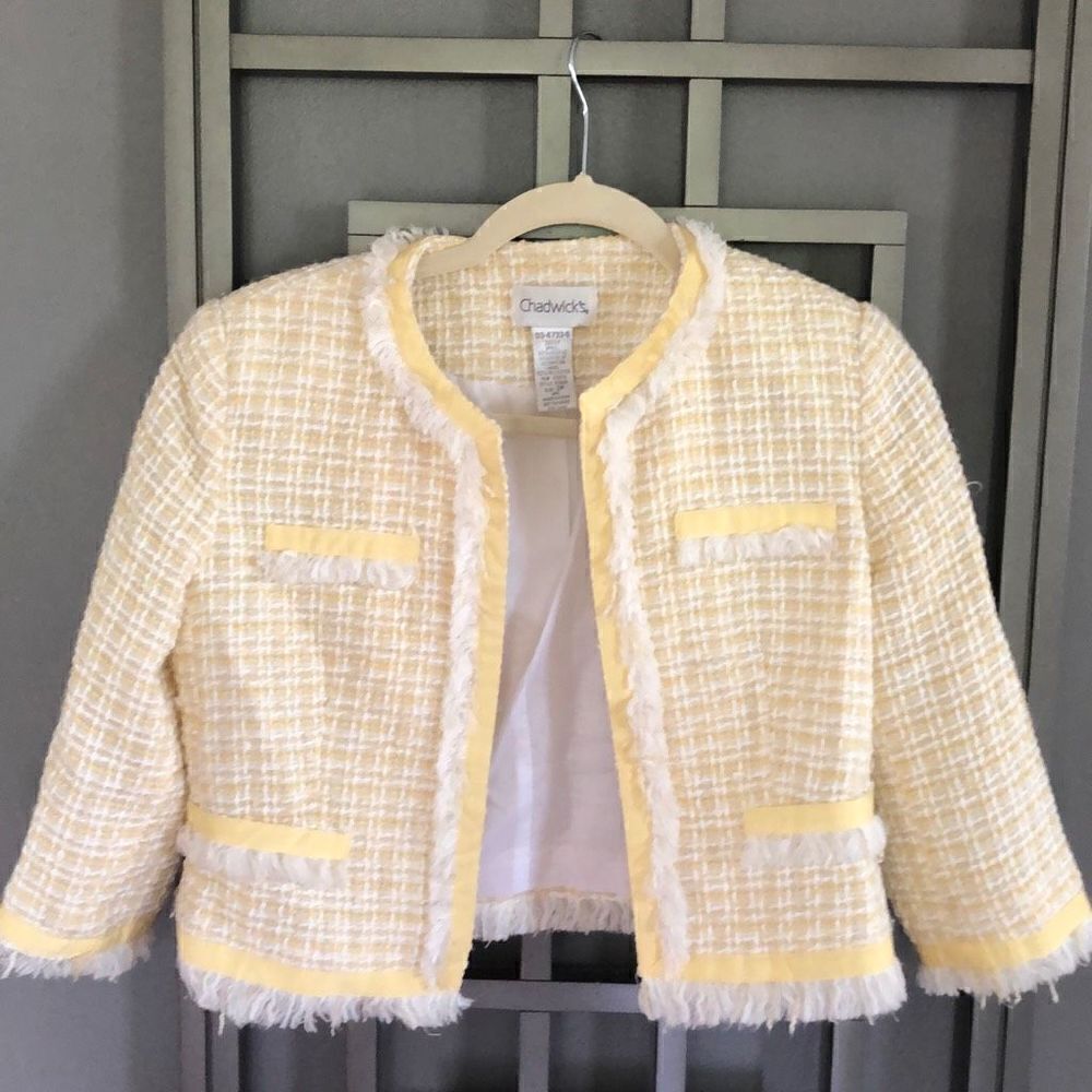 Chadwick's yellow cropped jacket plaid size 2p